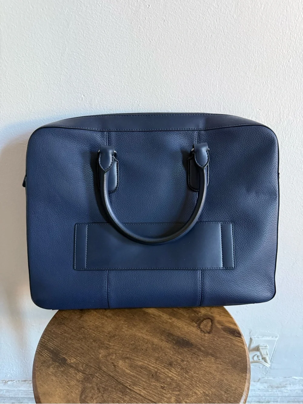 Michael Kors Navy Leather Men's Briefcase Bag - Picture 2 of 2